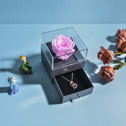 Beautiful Rose Pendant Necklace Gift Box