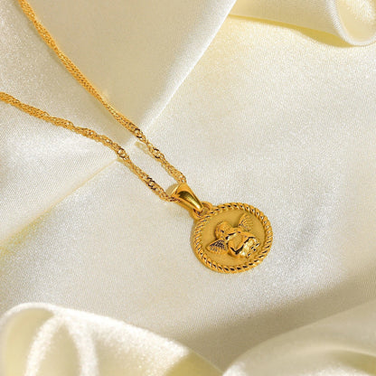 Elegant 18k Gold Angel Pendant Necklace