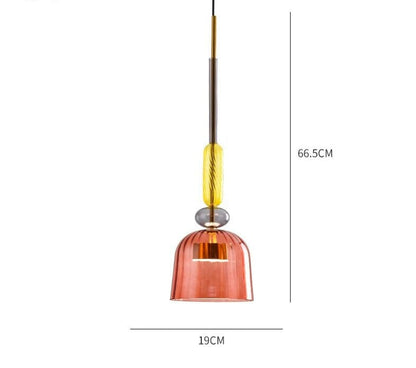 Colorful Glass Pendant Light in Brushed Brass