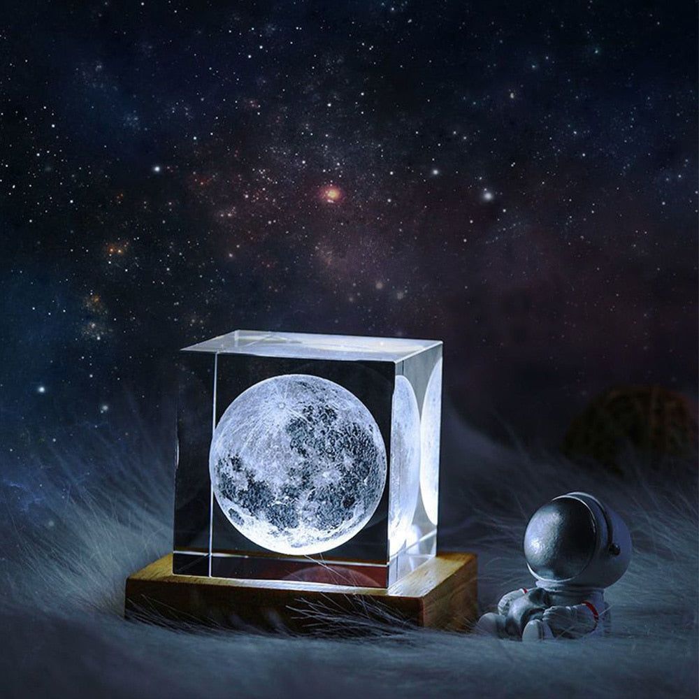 Sparkling Crystal Moon Table Lamp