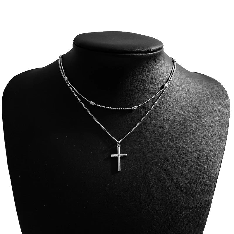 Dainty Two Tone Cross Pendant Necklace