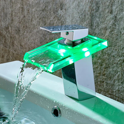 Contemporary LED Gold Waterfall Kitchen Faucet