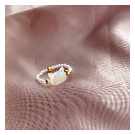 Delicate Kitty Gold Band Ring - Luxicro