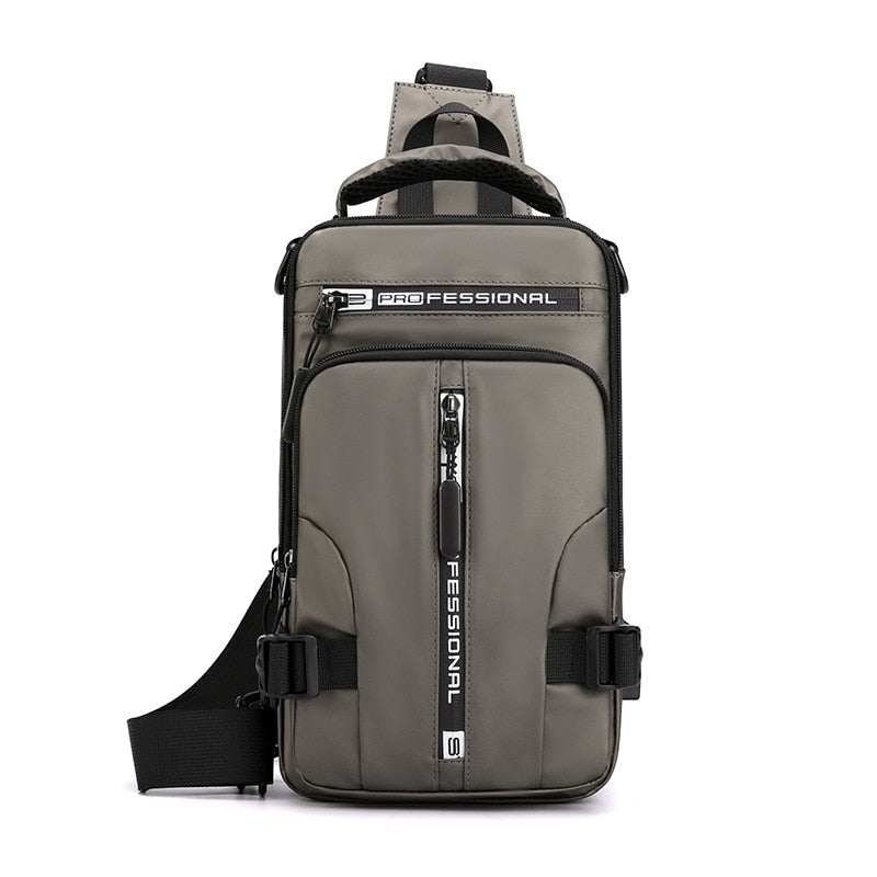 Waterproof Crossbody Bag with USB Charging and Pockets