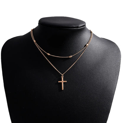 Dainty Two Tone Cross Pendant Necklace