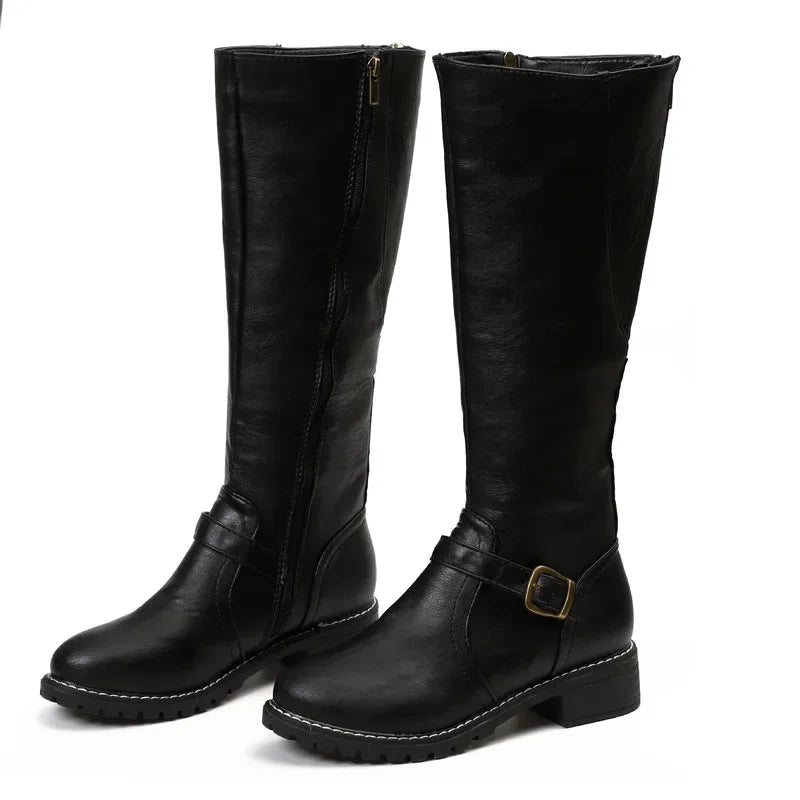 Trendy Womens Biker Boots with Thick Heel - Luxicro