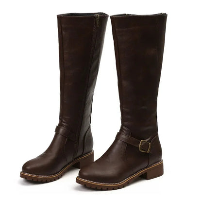 Trendy Womens Biker Boots with Thick Heel