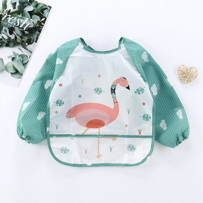 Durable Kids Bib with Long Sleeve Protective Apron