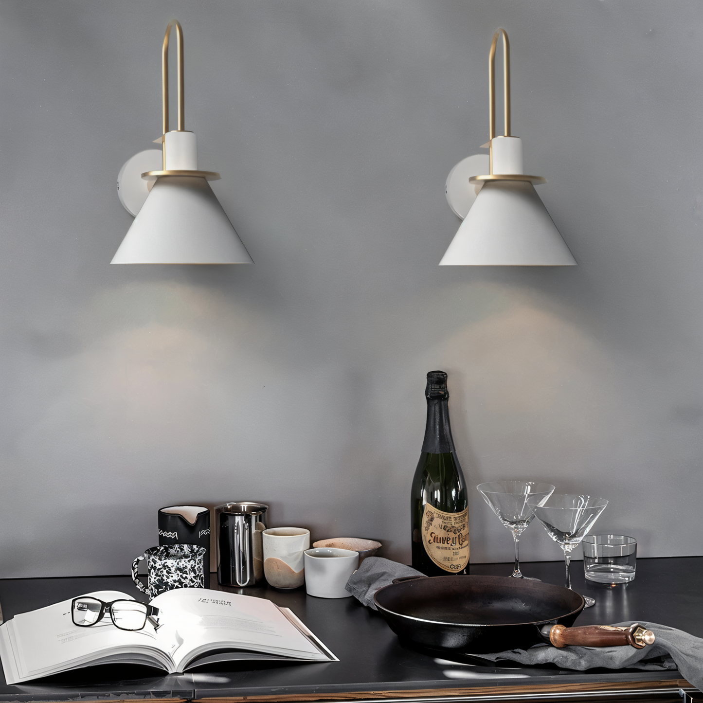 Contemporary Brass LED Wall Lamp