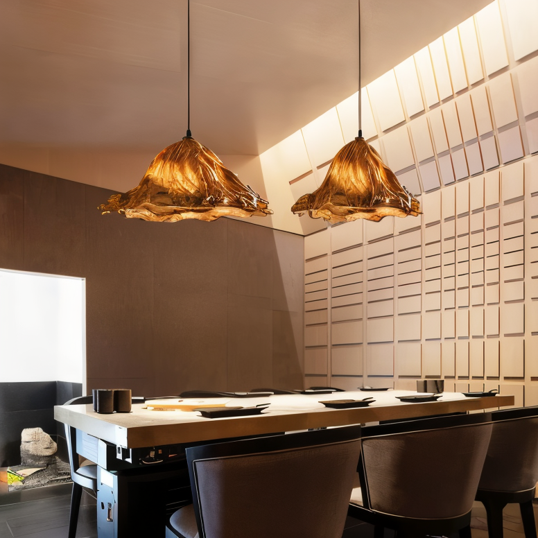 Stylish Resin Hanging Light with Melted Effect Shade
