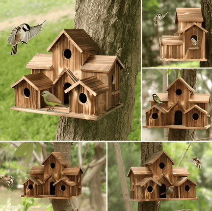 Natural Wood Birdhouse Feeder