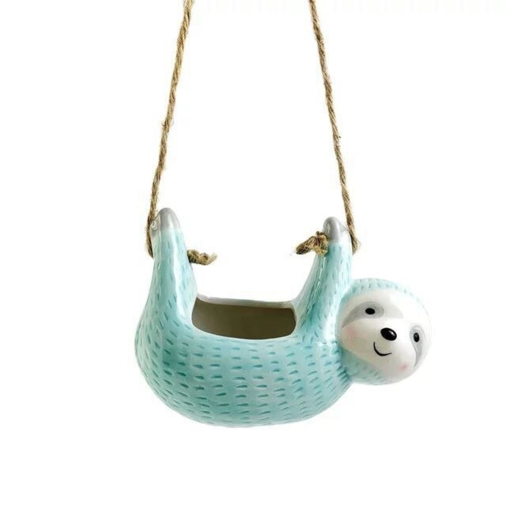 Vibrant Pottery Planter Cute Animal Sloth Decor