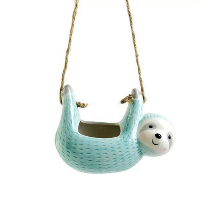 Vibrant Pottery Planter Cute Animal Sloth Decor