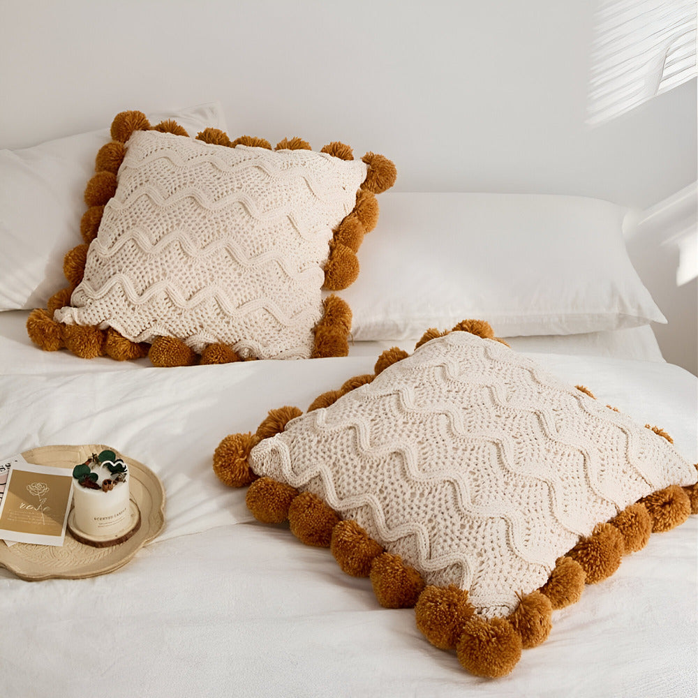 Soft Fringe Decorative Pillow Cover in Boho Chic Design