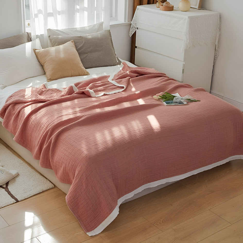 Breathable Cozy Throw Blanket Soft Cotton