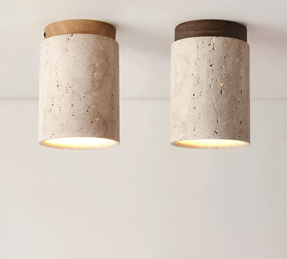 Luxury Marble Wood Ceiling Lamp – Modern Flush Mount Light