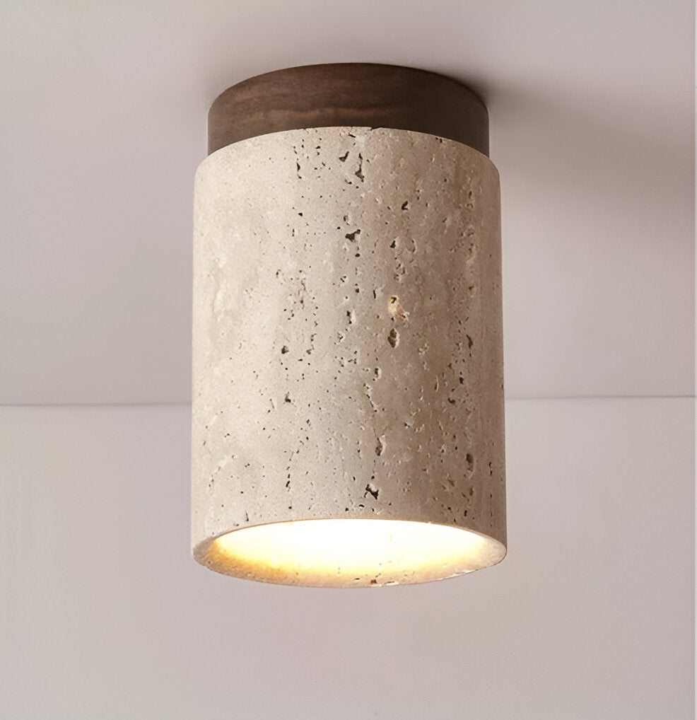 Luxury Marble Wood Ceiling Lamp – Modern Flush Mount Light