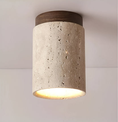 Luxury Marble Wood Ceiling Lamp – Modern Flush Mount Light