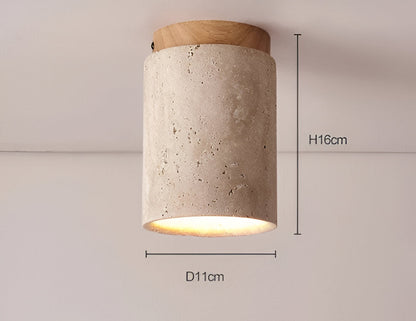 Luxury Marble Wood Ceiling Lamp – Modern Flush Mount Light