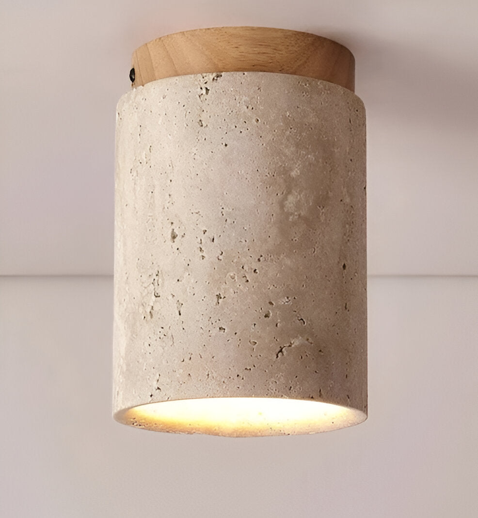 Luxury Marble Wood Ceiling Lamp – Modern Flush Mount Light