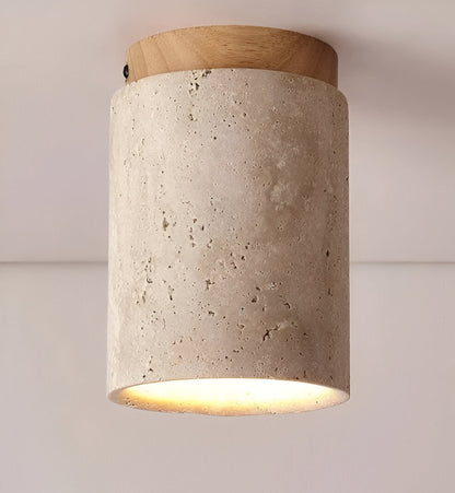 Luxury Marble Wood Ceiling Lamp – Modern Flush Mount Light