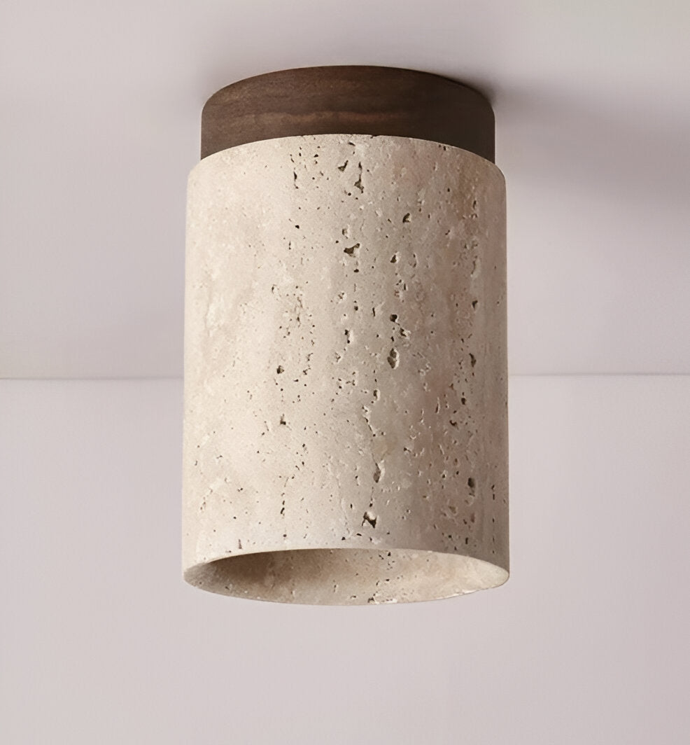 Luxury Marble Wood Ceiling Lamp – Modern Flush Mount Light