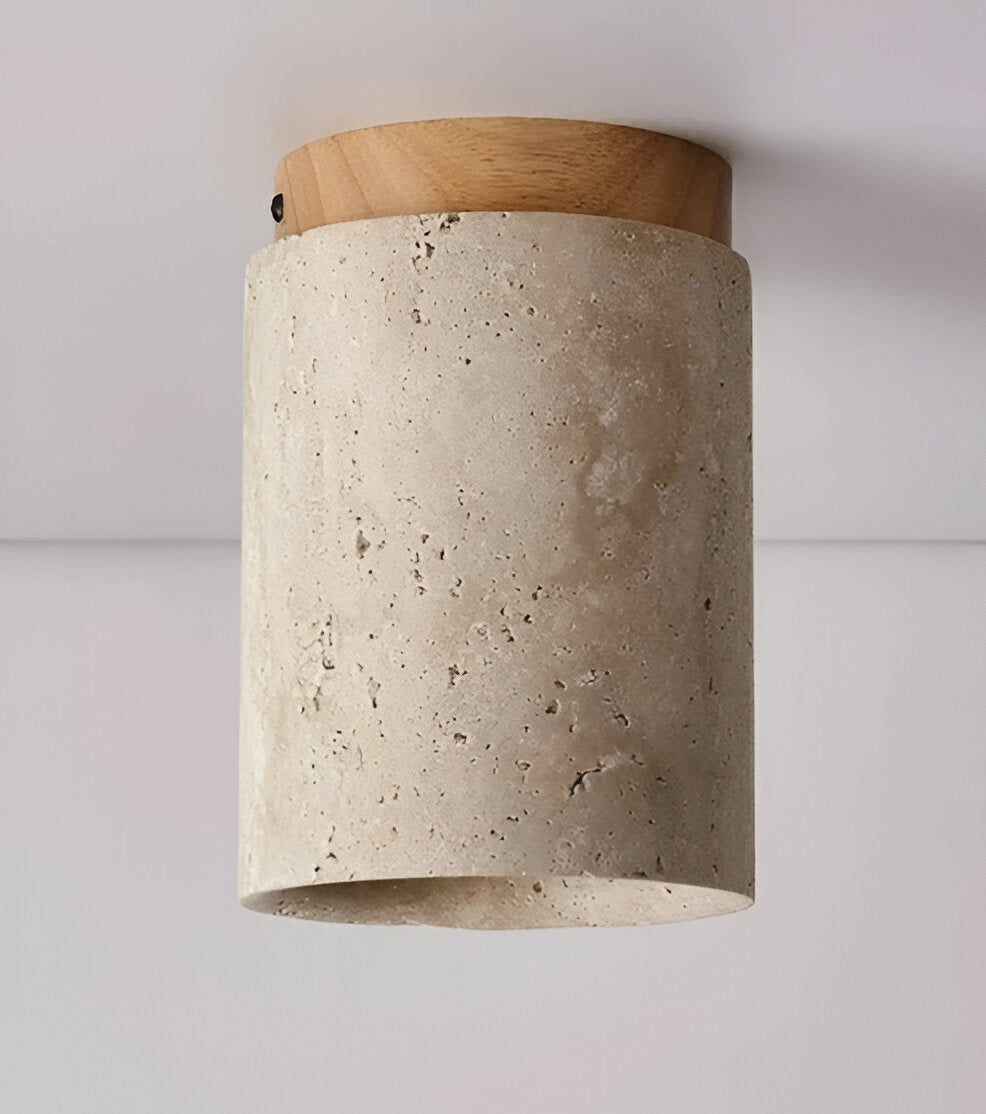 Luxury Marble Wood Ceiling Lamp – Modern Flush Mount Light
