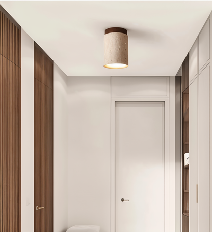 Luxury Marble Wood Ceiling Lamp – Modern Flush Mount Light