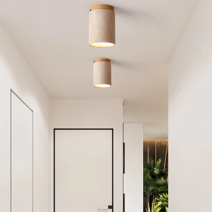 Luxury Marble Wood Ceiling Lamp – Modern Flush Mount Light