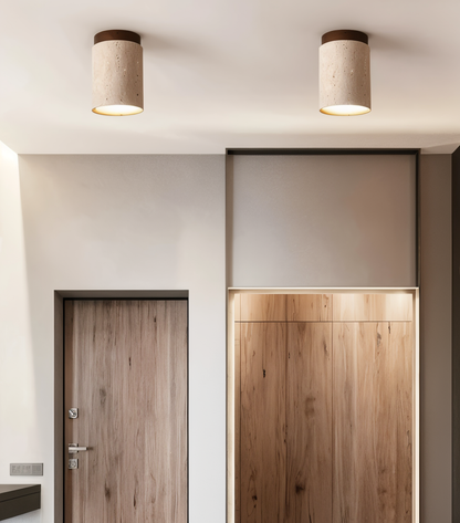Luxury Marble Wood Ceiling Lamp – Modern Flush Mount Light
