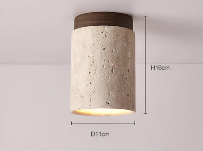 Luxury Marble Wood Ceiling Lamp – Modern Flush Mount Light