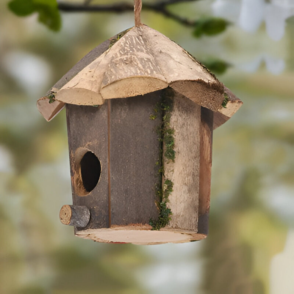Rustic Wooden Birdhouse Feeder