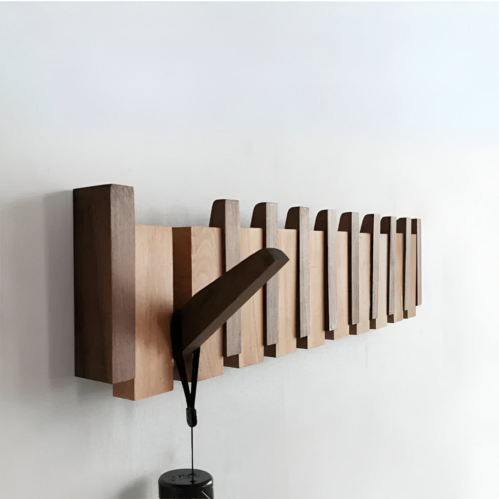 Modern Wooden Coat Hook in Monochrome Key Pattern