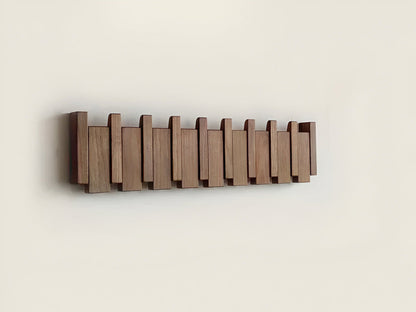 Modern Wooden Coat Hook in Monochrome Key Pattern