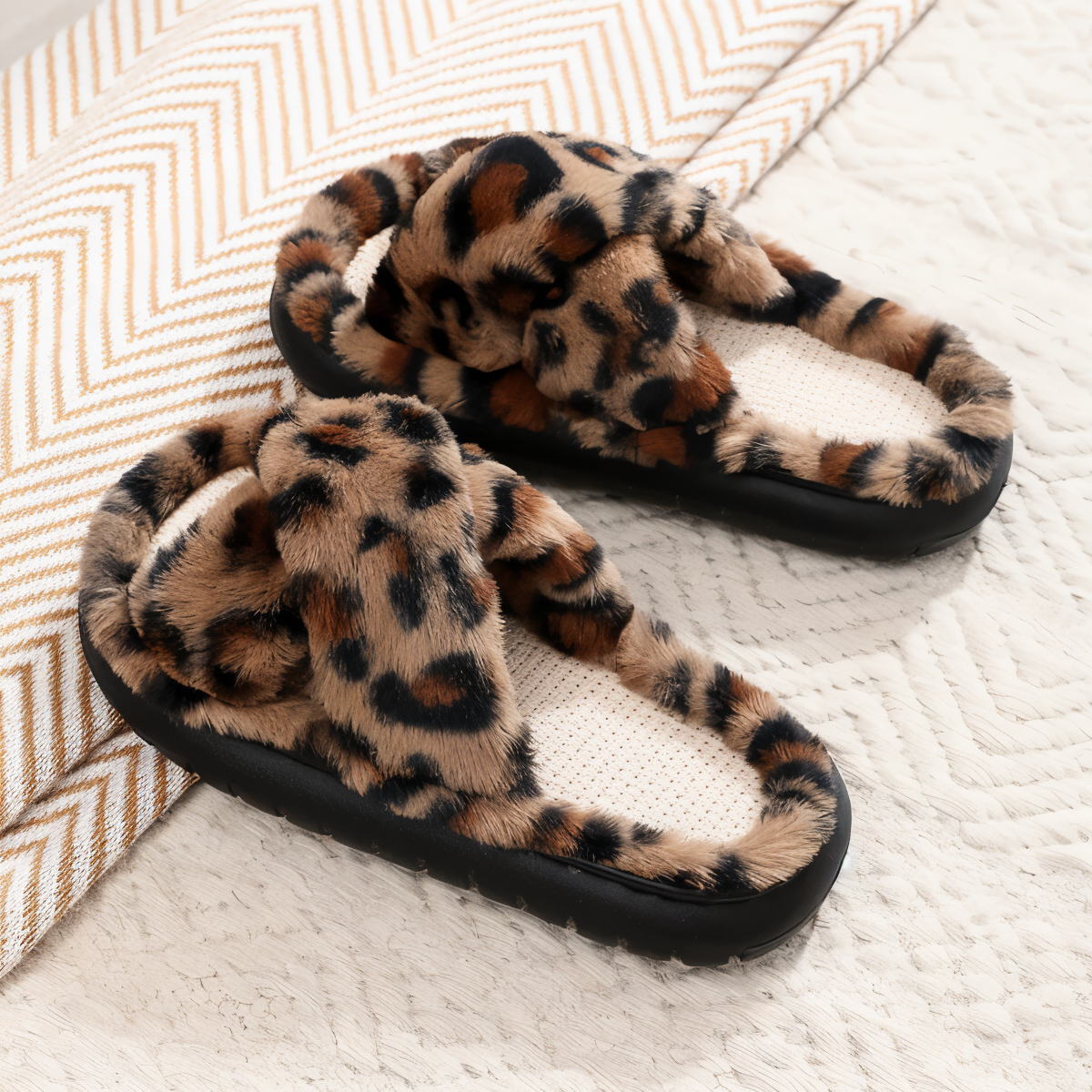 Cozy Fleece Lined Slippers with Velcro Strap