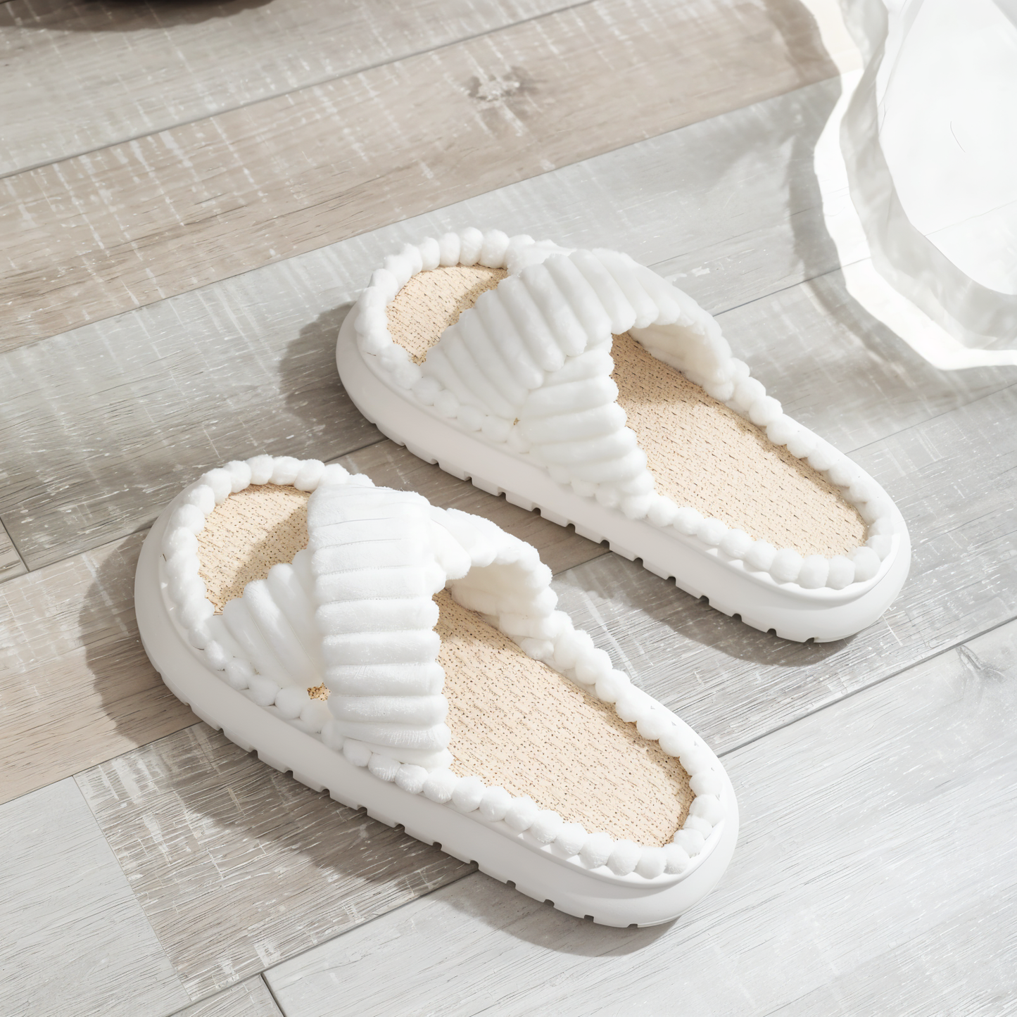 Soft Fleece Slippers with Adjustable Strap