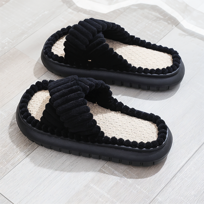 Soft Fleece Slippers with Adjustable Strap