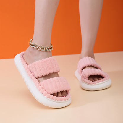 Cozy Fleece Lined Slippers with Velcro Strap