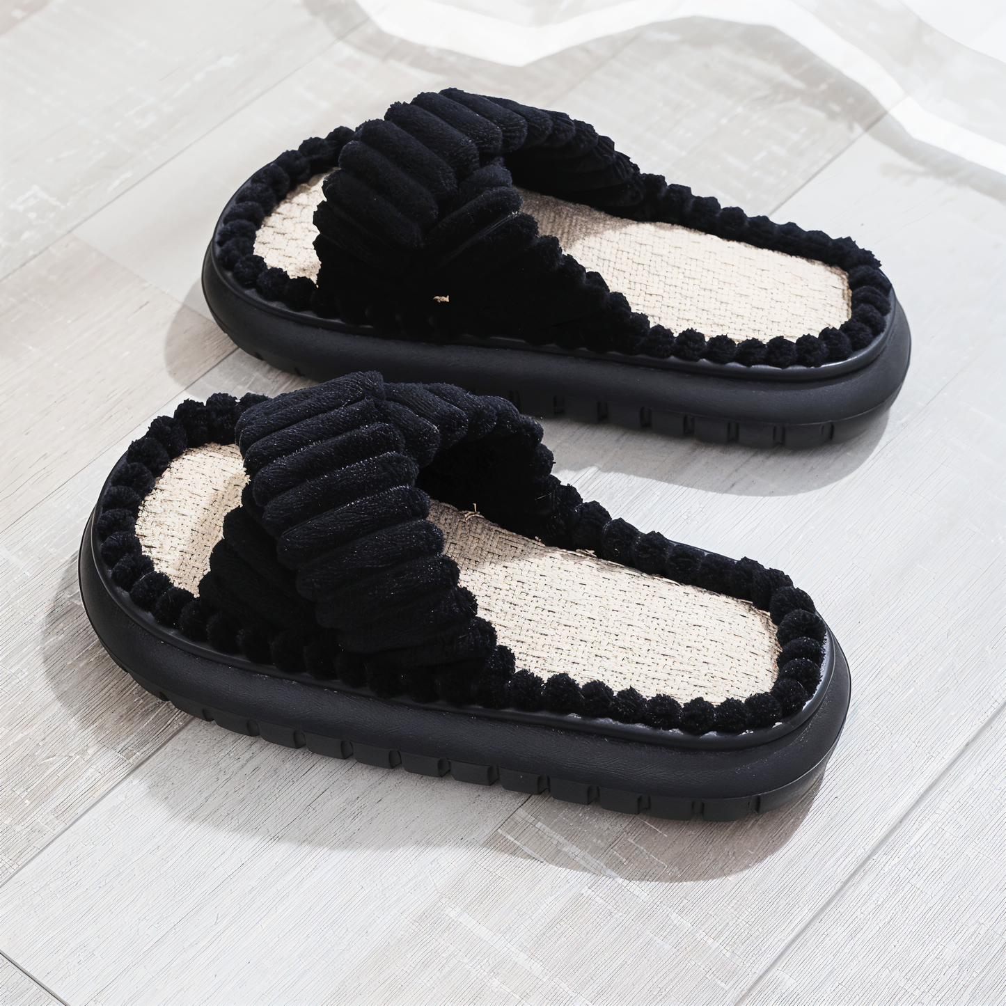 Cozy Fleece Lined Slippers with Velcro Strap