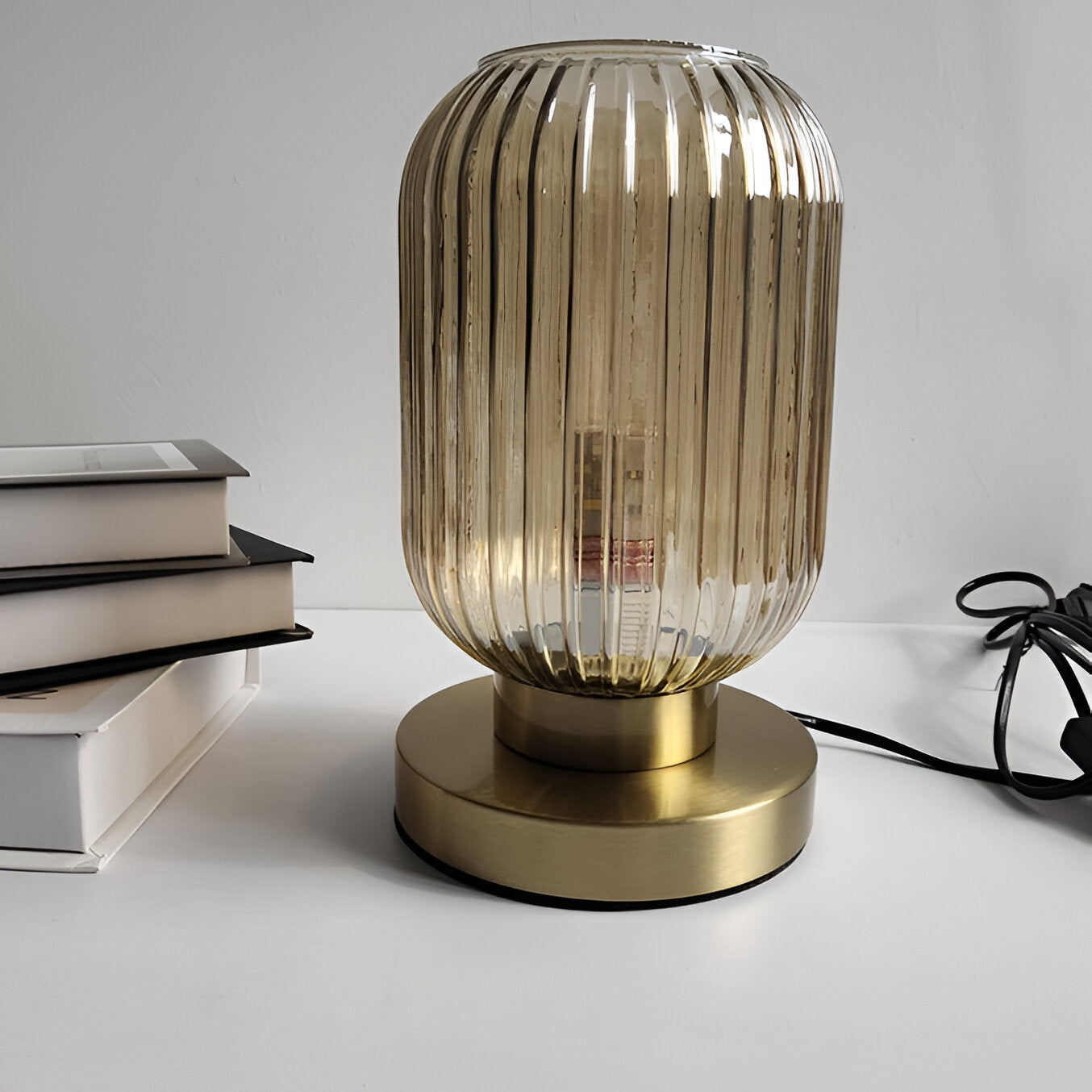 Simple Clear Table Lamp with Fabric Shade