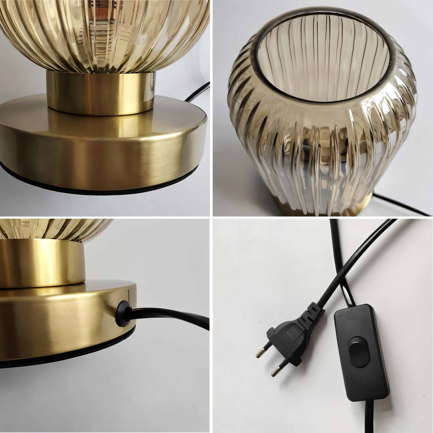 Simple Clear Table Lamp with Fabric Shade