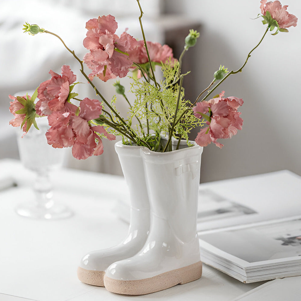 Rustic Western Style Ceramic Boot Vase - Luxicro