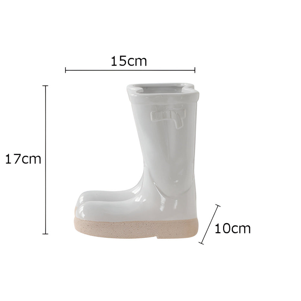 Rustic Western Style Ceramic Boot Vase