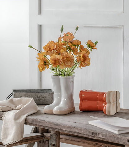 Rustic Western Style Ceramic Boot Vase