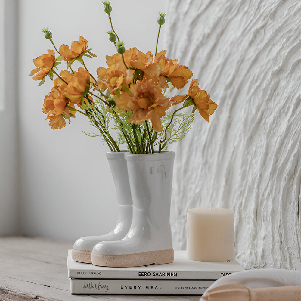 Rustic Western Style Ceramic Boot Vase