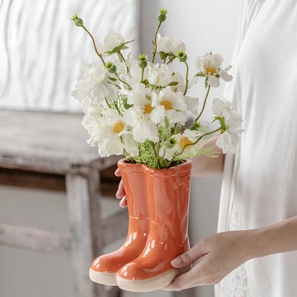 Rustic Western Style Ceramic Boot Vase