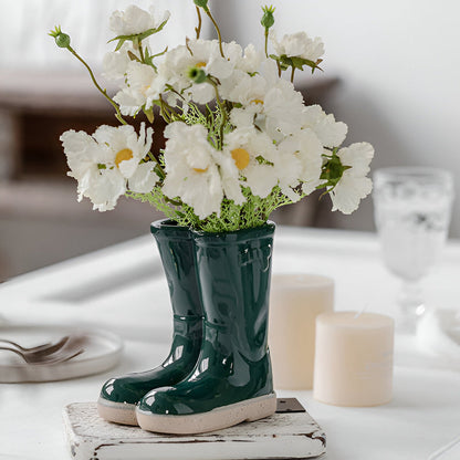 Rustic Western Style Ceramic Boot Vase