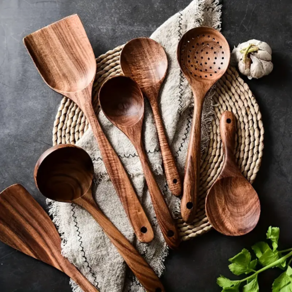 High Quality Wooden Kitchen Utensil Set - Luxicro