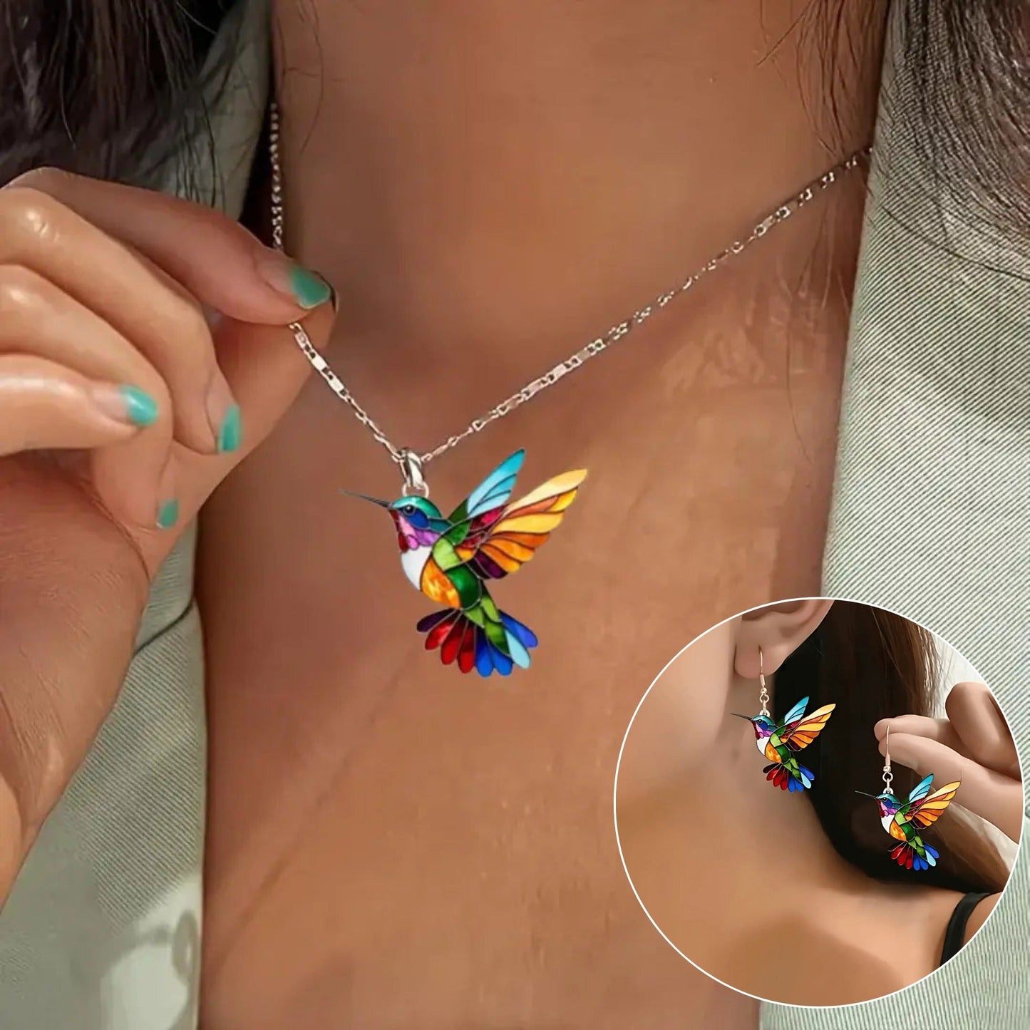 Colorful Bird Pendant Necklace