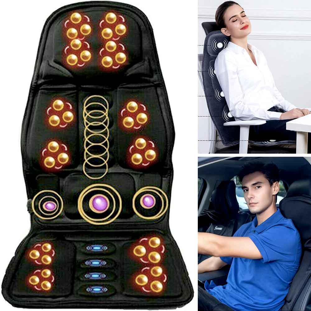 Comfortable Heated Massage Seat Cushion With Neck Support - Luxicro